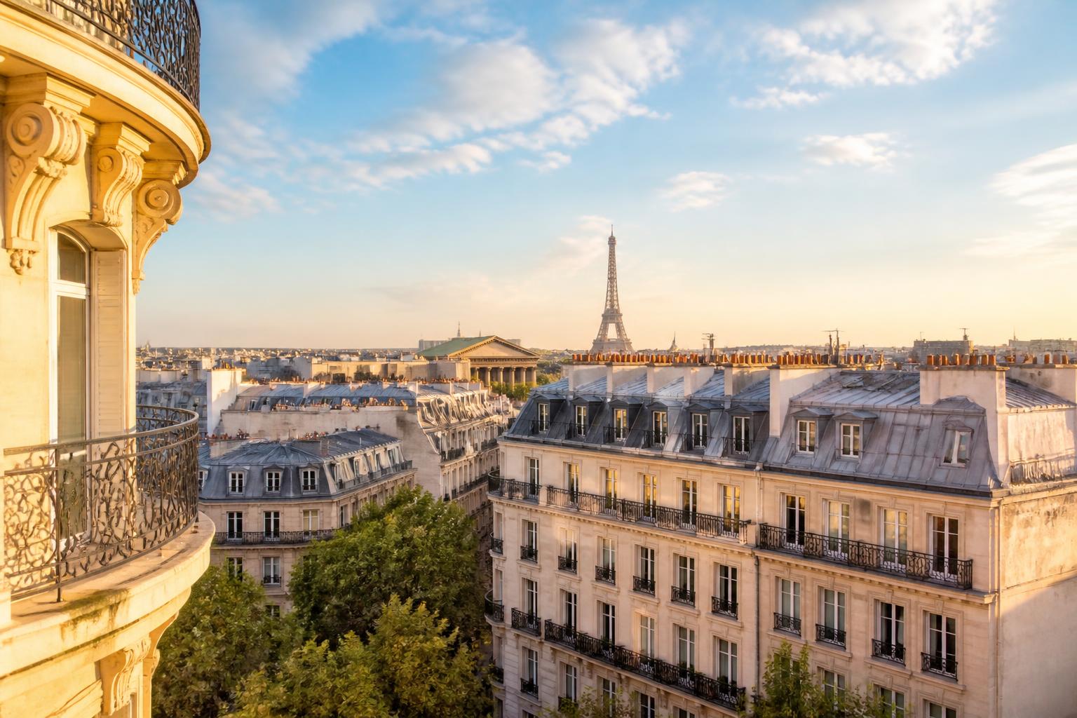 Vue panoramique sur les toits de Paris et la Tour Eiffel